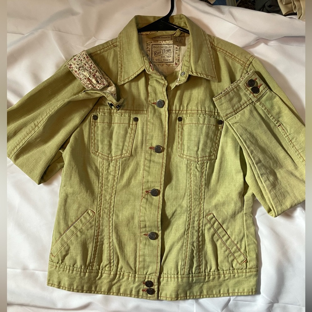 Ruff Hewn Womens Jacket Size Small Ramie Cotton Retro Floral Lining Well Worn